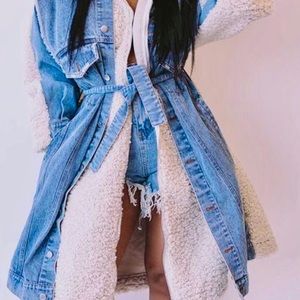 Denim 3/4 length coat lining unremovable